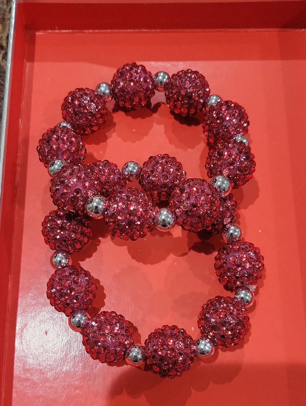 Sparkling Pink Crystal Bead Stretch Bracelet - Women Jewelry